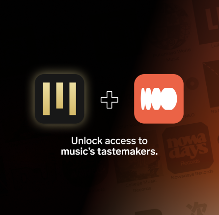 UnitedMasters + Groover Partnership on orange background with glows