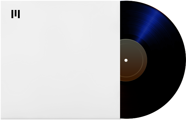 A sapphire colored vinyl record with a minimalist white sleeve and a black UnitedMasters Brand mark 